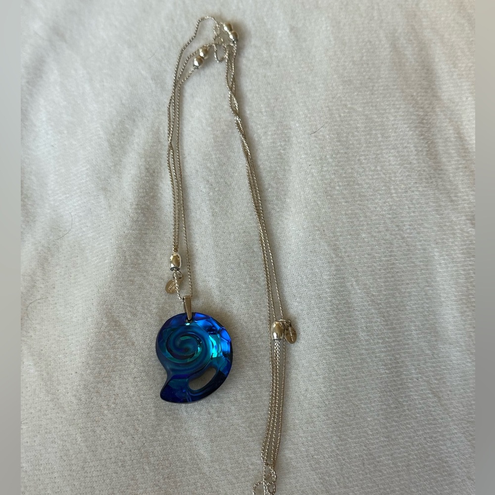 Blue sea snail pendant necklace Alex and ani